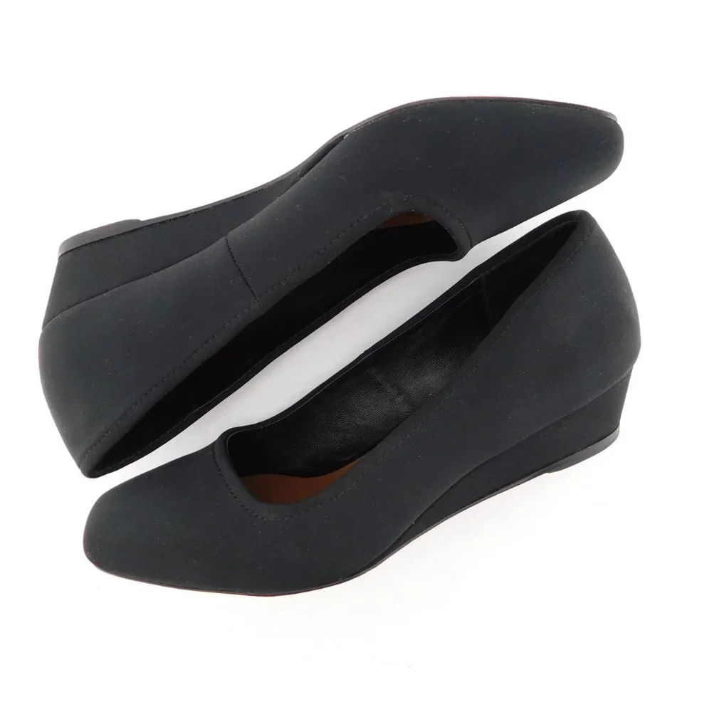 DONALD J. PLINER Black Micro Fiber Slip-on Wedged Flats 5
